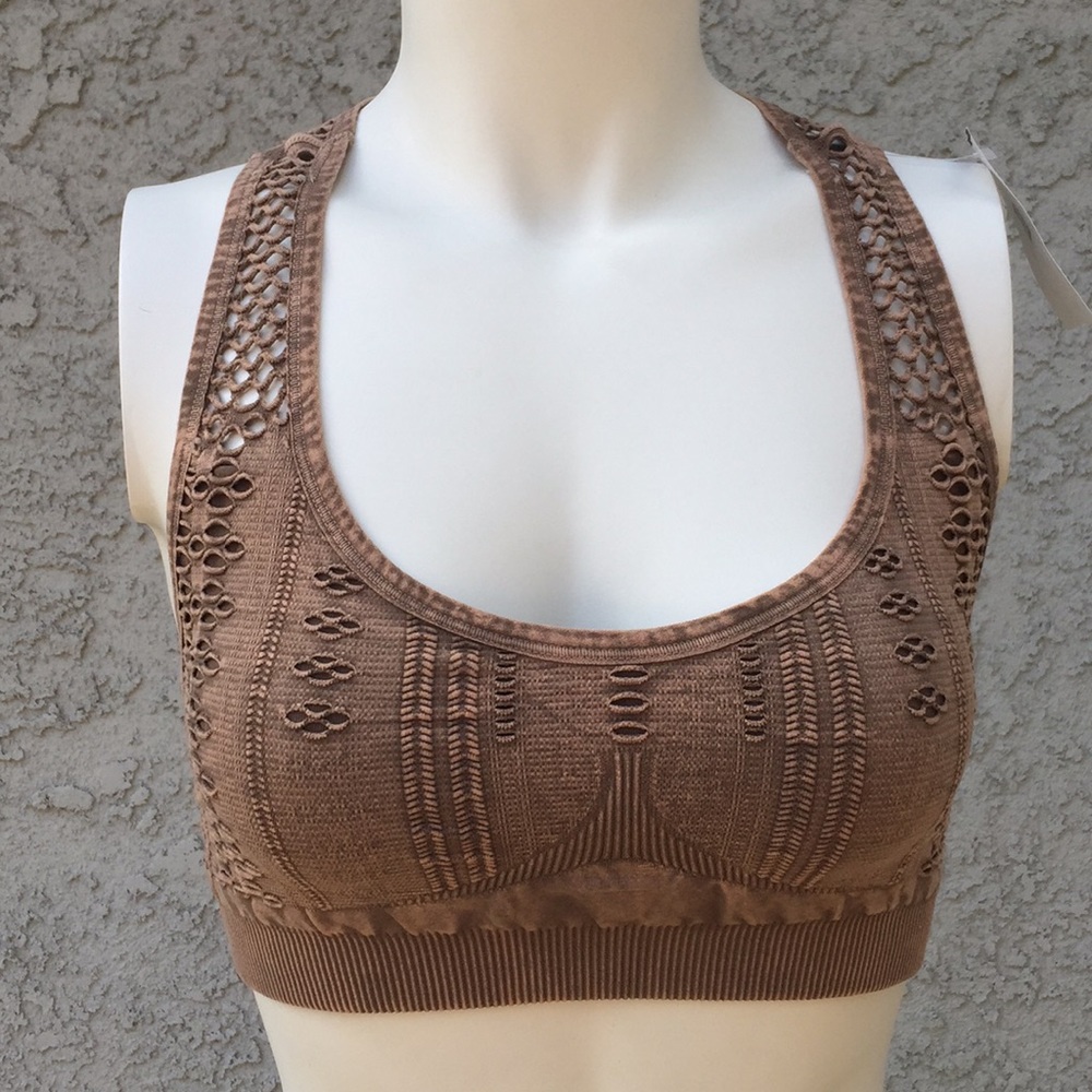 M. Fredric Peep Hole Racerback Stretch Sports Bra - PURPLE